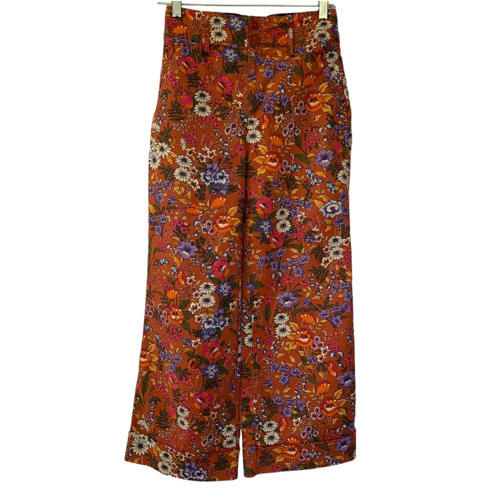 Anthropologie Maeve High Waisted Wide Leg Floral Pants